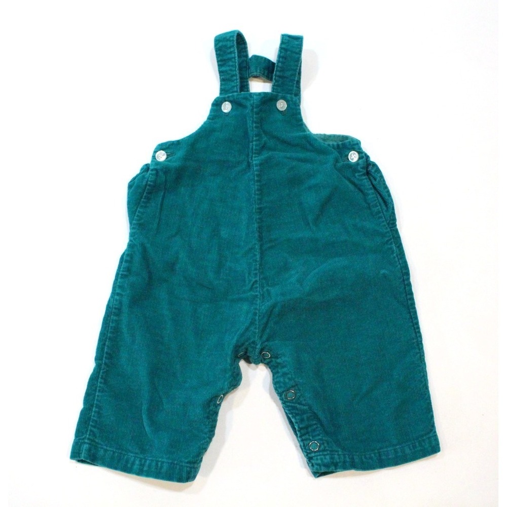 Vintage Health-Tex Green Overalls Corduroy Size 9 Months 100% Cotton Snap Crotch